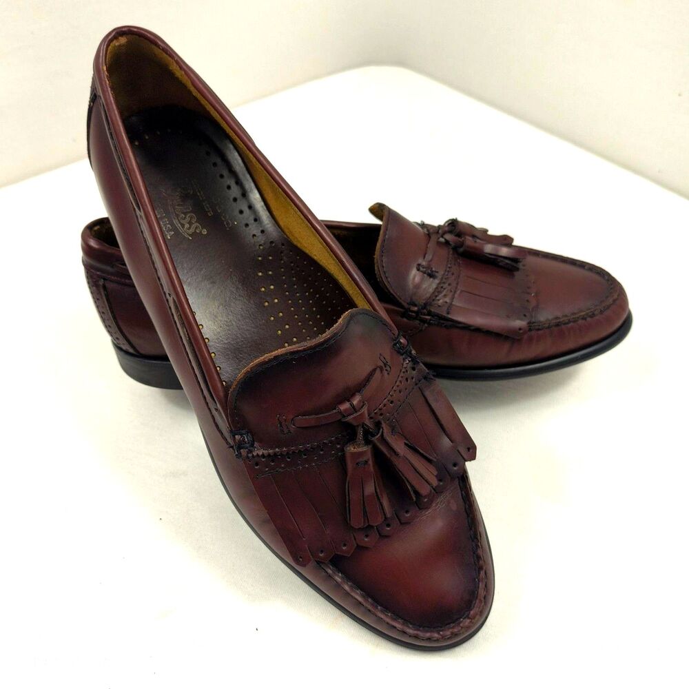 VTG Men's BASS Weejuns Leather Cordovan Kiltie Tassel Loafers US Men's Size 11D